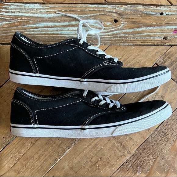 Vans Canvas Sneakers‎ Black Low Top Lace Up Casual Comfort Shoes Size 8.5 - Picture 4 of 10